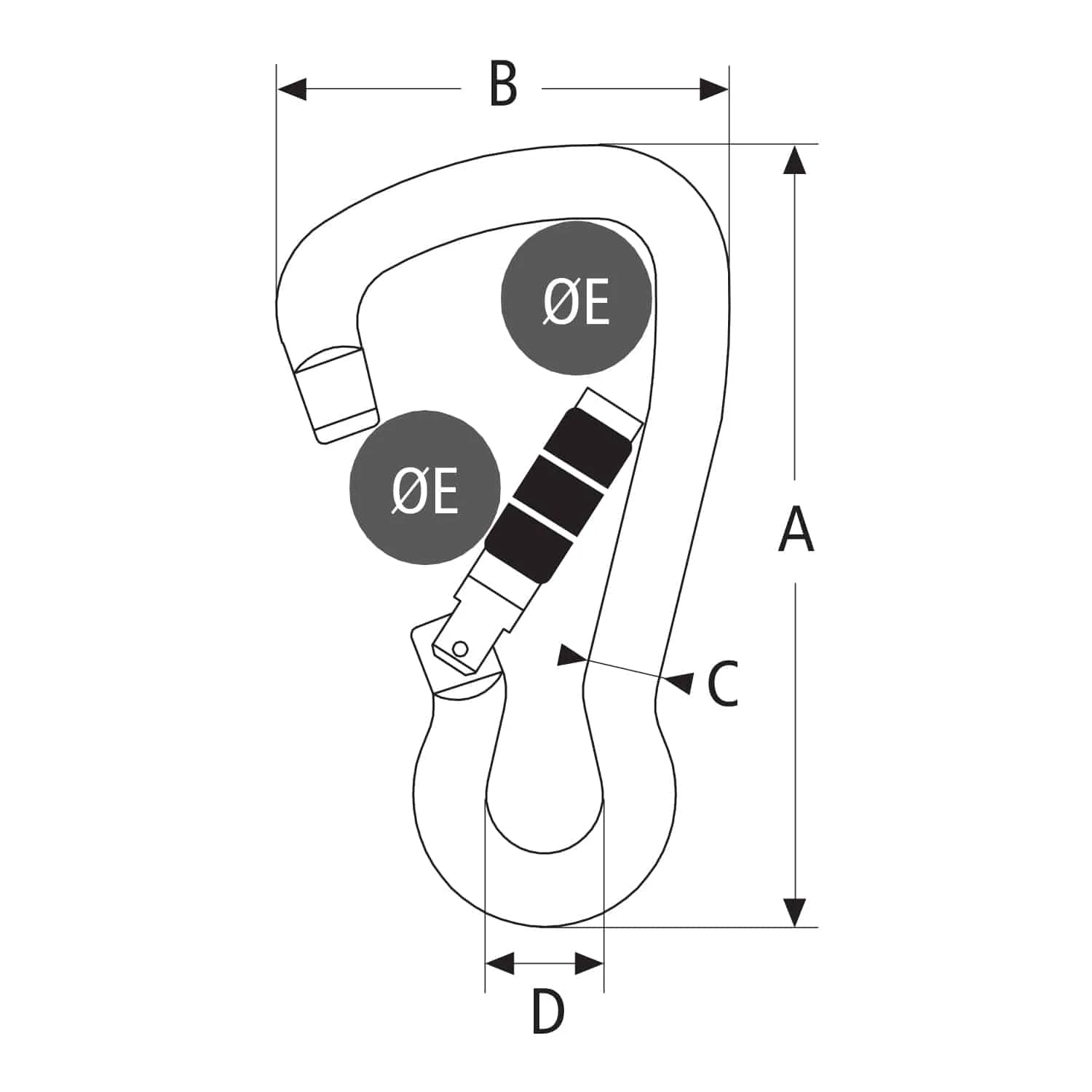 Mosquetón asimétrico Kong con virola de seguridad - Imagen 2