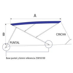 Bimini 3 arcos con puntales 2000 x 1550 x 1350 mm