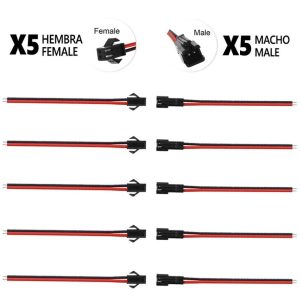 Conector Sm 2 Pines Con Cable 22 Awg – 5M/5H (Pack 10 Unidades) | Mejor Agarre Y Comodidad