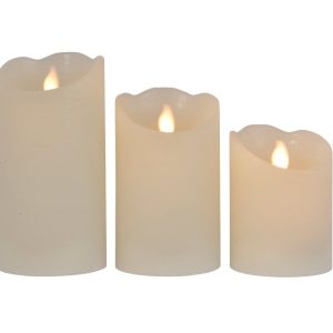 Conjunto 3 Velas Led crema