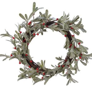 Corona Navidad Verde con Bayas D33x7 cm