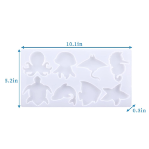 Molde de silicona con formas de animales marinos ideales para llaveros y colgantes