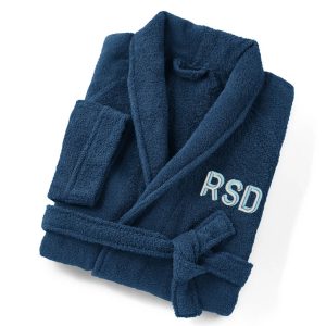 Albornoz bordado nombre o iniciales, adulto unisex azul