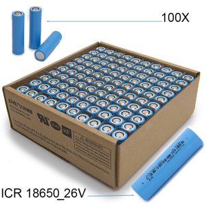 Celda Lí-ION EVE ICR18650-26V 2550mAh – 7.65A – CAJA DE 100 UDS.
