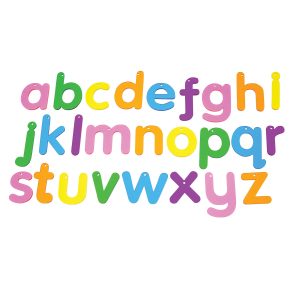 LETRAS MINUSCULAS TRANSLUCIDAS DE ARCO IRIS