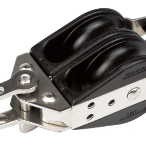 Polea doble con arraigo de 38 mm para cabos de 10 mm