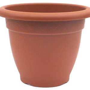 Maceta de plástico inyectado color terracota LINTEO 35 cm.