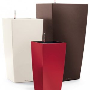 Hidrojardinera autoriego Lechuza Cubico 40 cm. color rojo scarlett