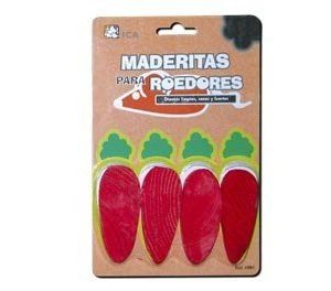 Maderitas para roedores con forma de zanahoria