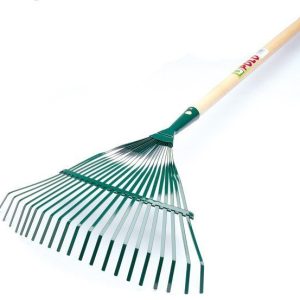 Escoba fija de 21 dientes de acero barnizado epoxi y caña cónica (41 x 36 x 130 cms.)