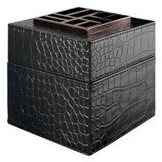 Difusor EasyScent CUBE CUERO NEGRO de Lampe Berger + 2 recarga perfume 20 h + 2 pilas + 1 cargador