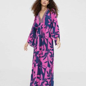 Vestido largo manga japonesa print floral Lola Casademunt